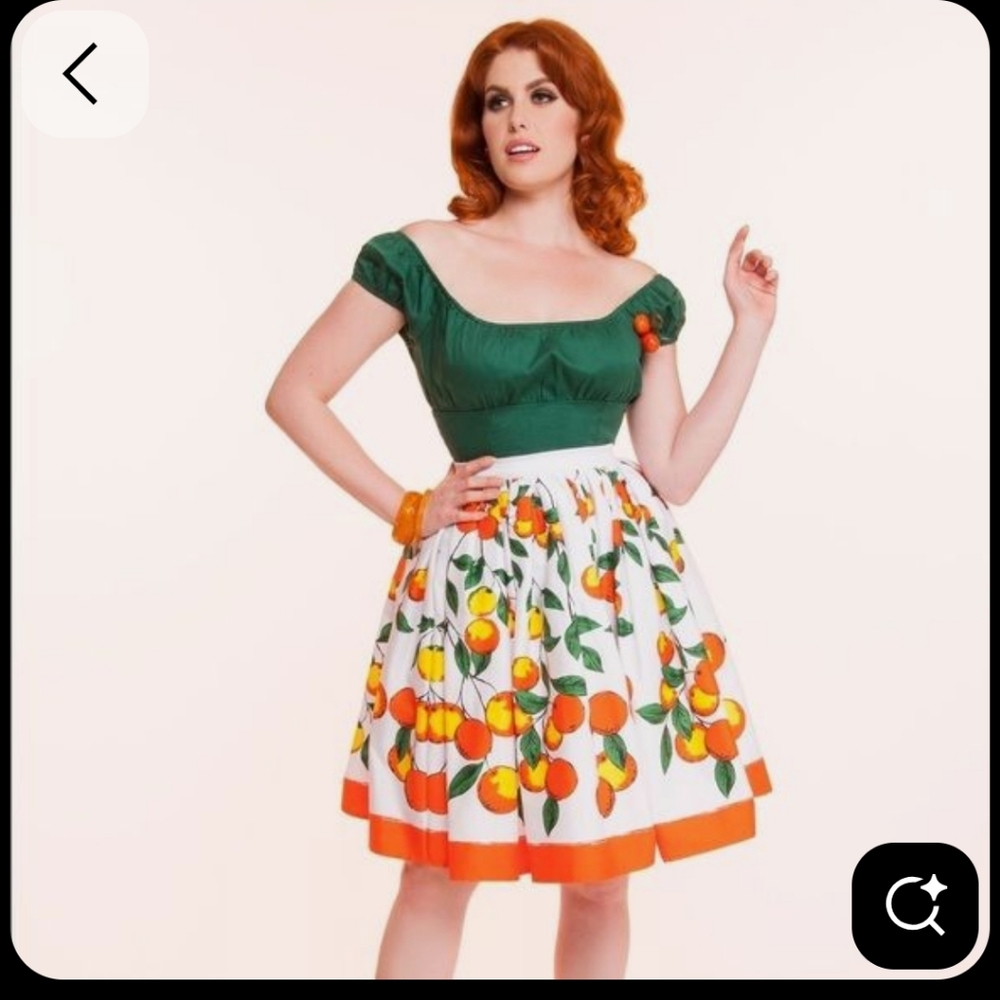 Pinup Couture White Skirt with Orange Fruit Print